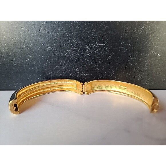 Swarovski Black Enamel and Crystal Cuff Vintage - Picture 9 of 10